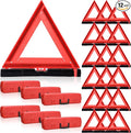 Kanayu Warning Triangle DOT Approved Foldable Emergency Safety Triangles Reflective Road Safety Triangle with Carrying Case Heavy Base Roadside Safety Warning Sign for Car Truck(12 Pcs)