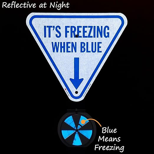 SmartSign It's Freezing When Blue Inverted Triangular Sign with Down Arrow - 18 inch, 80 mil Aluminum, 3M Laminated Engineer Grade Reflective Material, Blue and White, Made in USA