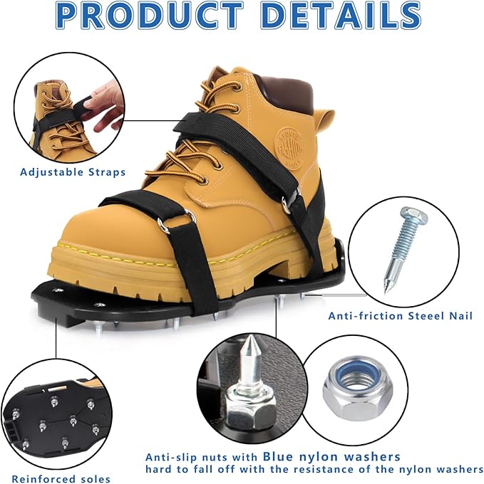 Epoxy Shoes, Fully Assembled Gunite Spiked Shoes with 3/4" Short Spikes for Epoxy Floor Coating, Self-Leveling Floor, Epoxy Garage Floors, Overlays, Cover Installation
