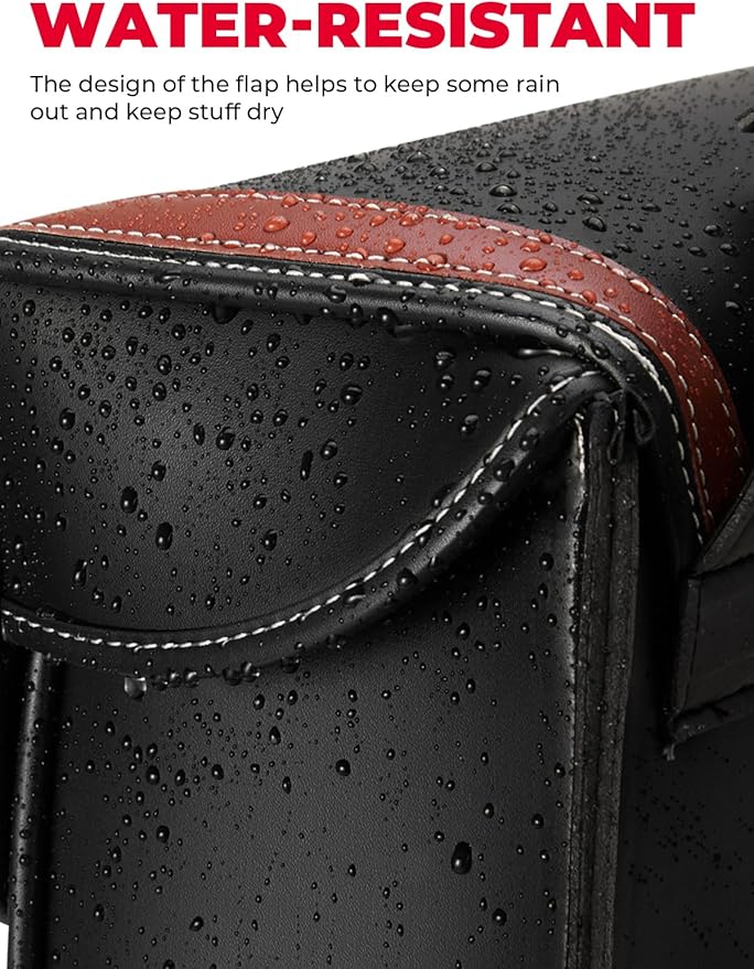 KEMIMOTO Motorcycle Saddlebags, 30L Large Capacity Saddle Bags Motorcycles, PU Leather Motorcycle Luggage Bag for Sportster Softail Dyna V-star Shadow, Universal Motorcycle Accessories, Brown