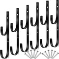 6 Pieces Pool Pole Hook Hanger Swimming Metal Brackets Pool Hook with 12 Pieces Screws for Telescopic Poles, Skimmers, Leaf Rakes, Net, Brush, Vacuum Hose, Garden and Pool Accessories (Black)