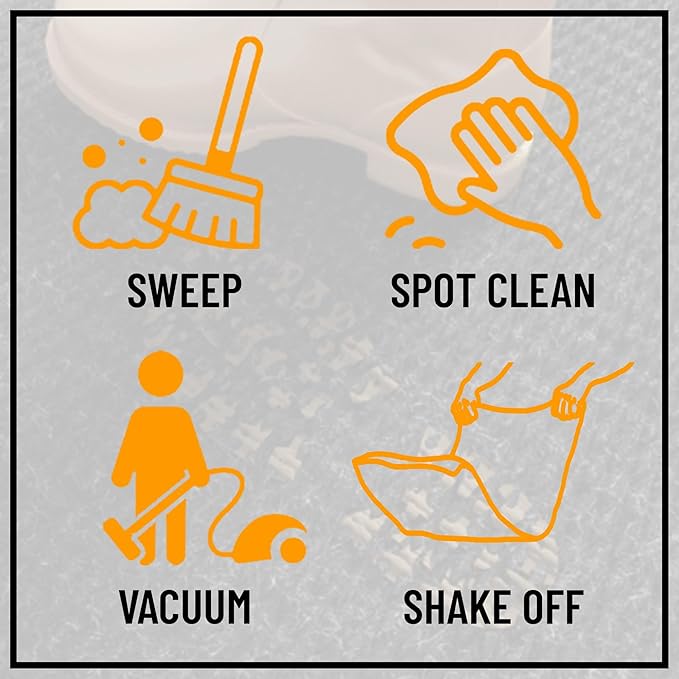 Ottomanson 2' x 33' Hallway Runner with Scraper Pile Extra Durable Non-Slip Rug Mat for Indoor & Outdoor Use - Ideal for Kitchen, Entryway, Patio & Garage - High-Traffic Carpet, Black
