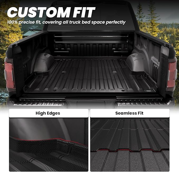 LASFIT Bed Mat for Ford F-150 (6.5ft, 78.9in) 2015-2025(Not for Pro Access Tailgate or Bed w/Side Storage), Custom Fit All Weather Protector Durable TPE Truck Bed Liner Easy Clean- Black