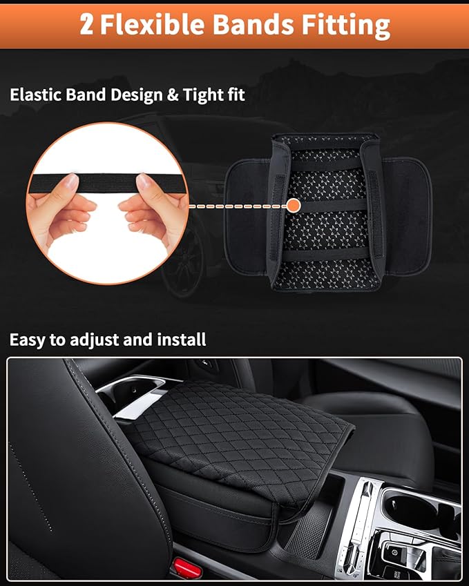Shademax Center Console Cover for Kia Carnival KA4 2022-2024 2025 2026 Accessories Armrest Cover Console Cushion Pad Leather MPV Armrest Seat Box Cover Console Lid Protector with Pockets Storage Bag