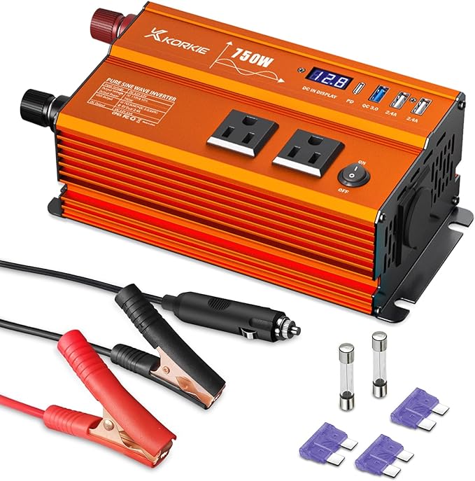 750W Pure Sine Wave Inverter, Car Power Inverter, 12V DC to 110V AC Power Converter, Emergency Power Inverter with Type-C, Dual 5.2V/2.4A USB, 3AC Outlets for Home,Camping, RV, Truck, Vehicles