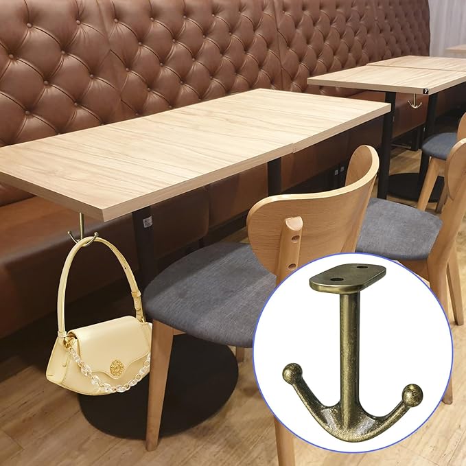 Ball Two Prong Ceiling Hook for Closet Top Bathroom Kitchen Cabinet Garage Pack of 8 (Bronze)