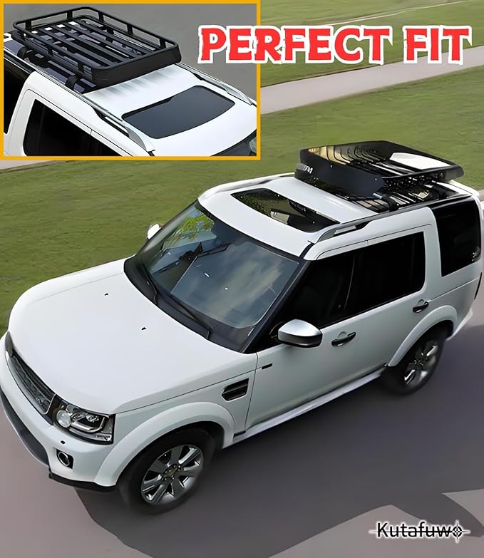 Roof Rack Side Rails Compatible with Land Rover Discovery 4 2005-2016 Models，Luggage Rack Silver Aluminum Cargo Management Car Accessories