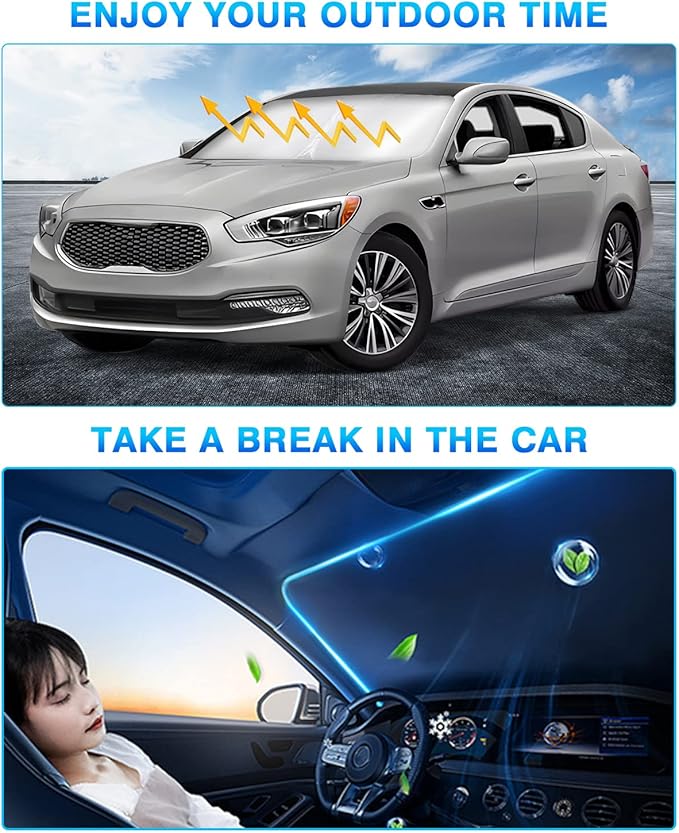 KUST Windshield Sun Shade for Kia K9/K900 2013–2018 Custom Fit Window Shade Sun Visor Cover Foldable Blocks UV Rays Keep Your Car Cooler