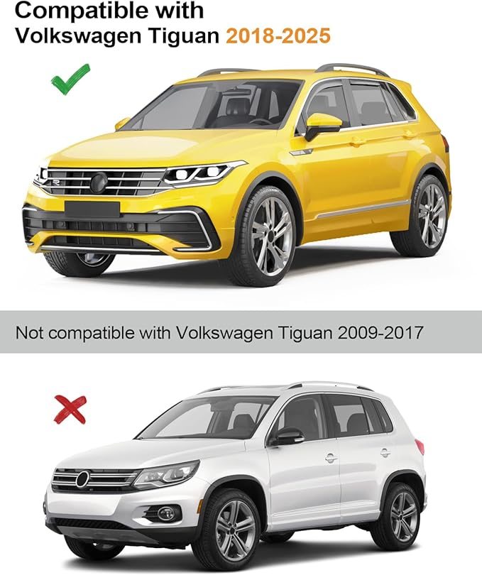 in-Channel Window Rain Guards Fit for Volkswagen Tiguan 2018-2025 Extra Durable Window Deflectors Vent Visors Shades Car Accessories Visors Rain Guards -4 pcs