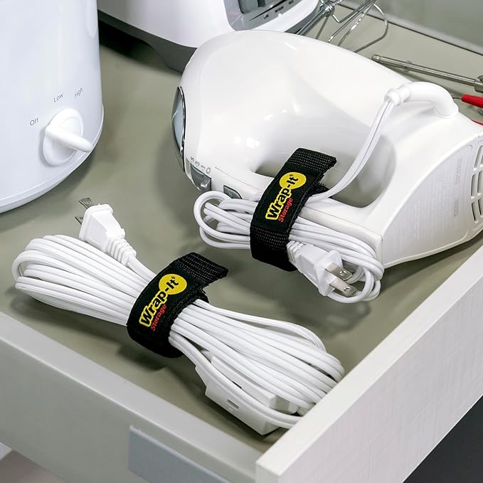 Quick-Straps by Wrap-It Storage - Assorted 12-Pack Black - Hook and Loop Hose and Cable Organizers