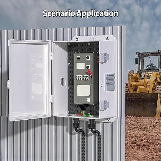 Outdoor Electrical Junction Box, ABS Water Resistant Enclosure with Internal Mounting Panel & Hinged Cover (13" H* 9.2" L* 5.6" W)
