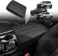 Muslogy Center Console Cover Compatible with Honda Pilot 2023 2024 2025, 2024-2026 Ridgeline/Passport Accessories Armrest Pad Lid Cushion Console Protector Vegan Leather Extra Soft(Black/White Trim)
