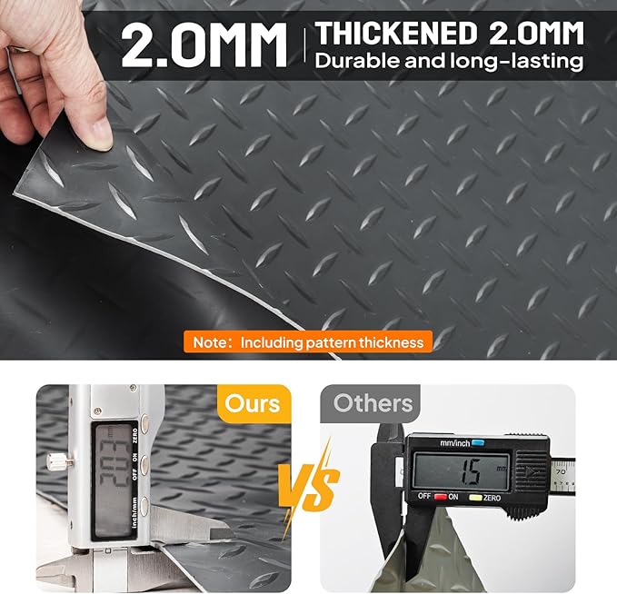TUFFIOM 7.5x22 FT Garage Floor Mat, Thickened Diamond Plate PVC Garage Mats Flooring Roll for Under Car, Garage Parking Mats for Floor Large SUVs, MPV, Pickup Truck, RV