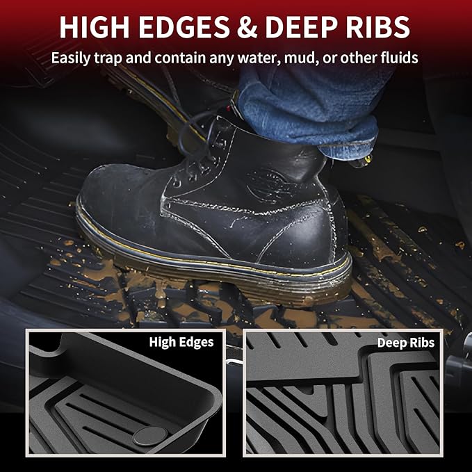 LASFIT Floor Mats for Honda Civic Sedan 2016-2021 & Hatchback 2017-2021 & Coupe 2016-2020, All Weather TPE Custom Fit Floor Liner, 1st & 2nd Row, Black