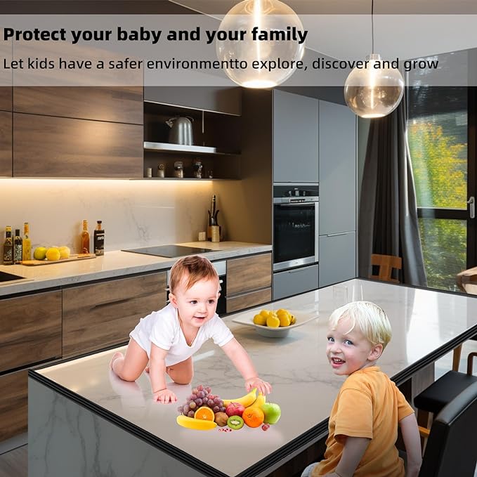 Corner Protector for Baby, Widen Edge Protector with Adhesive Backing, Baby Proofing Edge Corner Protectors Self Adhesive Furniture Corner Guard Bumper for Table, Desk, Fireplace (Black, 16.4ft)