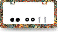 Ethnic Tribal Texture License Plate Frame Boho License Plate Holder Stainless Steel Funny Colorful Car Accessories Decoration 6.3" X 12.3" with 2 Holes Screws