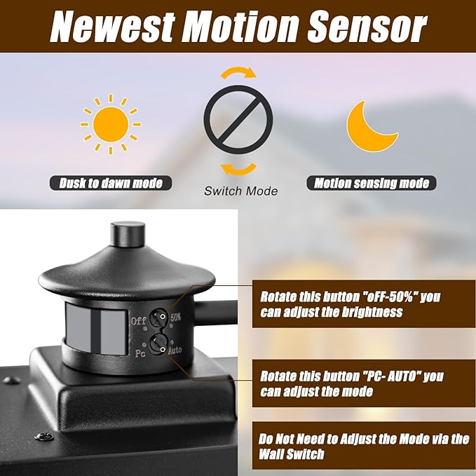 Motion Sensor Outdoor Lights Wall Mount, Dusk to Dawn Garage Exterior Light Fixture 2 Packs, Outdoor Wall Lighting with E26 Socket, Waterproof Unique Glass Shade, Exterior Lights for House, Porch