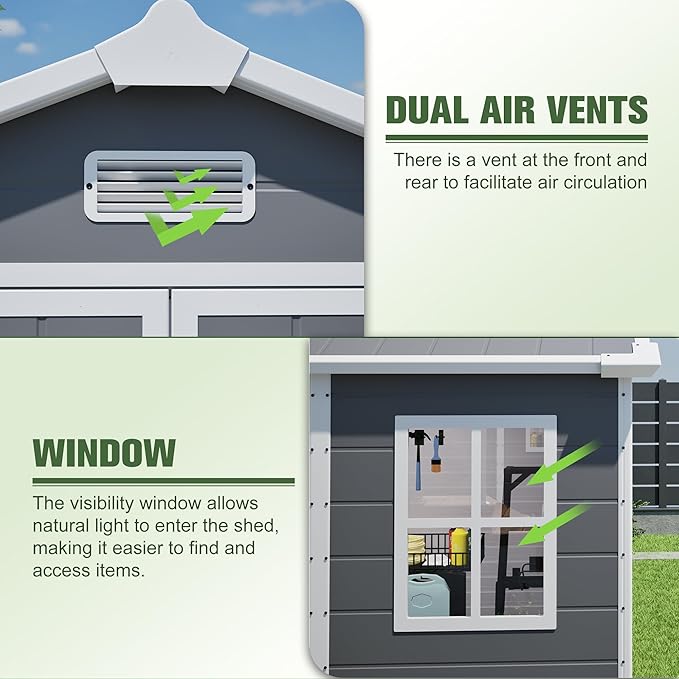 6x6 Resin Outdoor Storage Shed Kit-Perfect to Store Patio Furniture, Garden Tools Bike Accessories, Beach Chairs and Lawn Mower, Grey & White