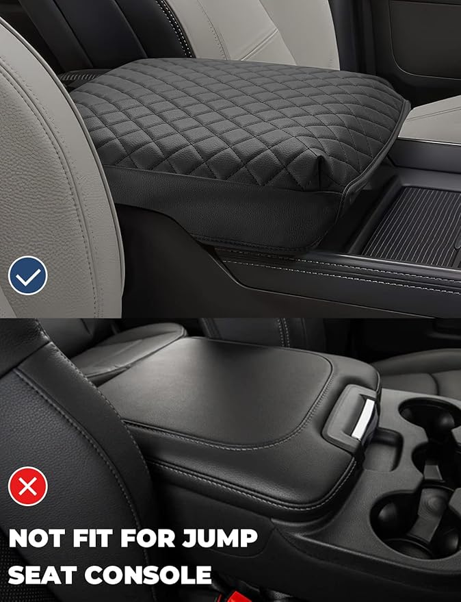 ISSYAUTO Center Console Cover Armrest lid Cover Compatible with 2009-2024 Ram, Leather Arm Rest Covering for Car, Well-Make Durable Middle Console Cover Armrest Box Protective Cover
