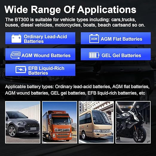 Car Battery Tester 12V 24V, Topdiag BT300 Auto Battery Load Tester, 20-2000 CCA, Automotive Alternator Tester, Charging Cranking System Battery Analyzer for Car Truck Motorcycle