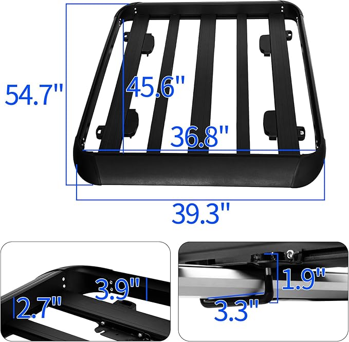 YHAAVLE 55" Cargo Basket,Heavy Duty Vehicle Roof Rack Baskets,Universal Rooftop Cargo Carrier for SUV, Truck, & Car Steel Construction