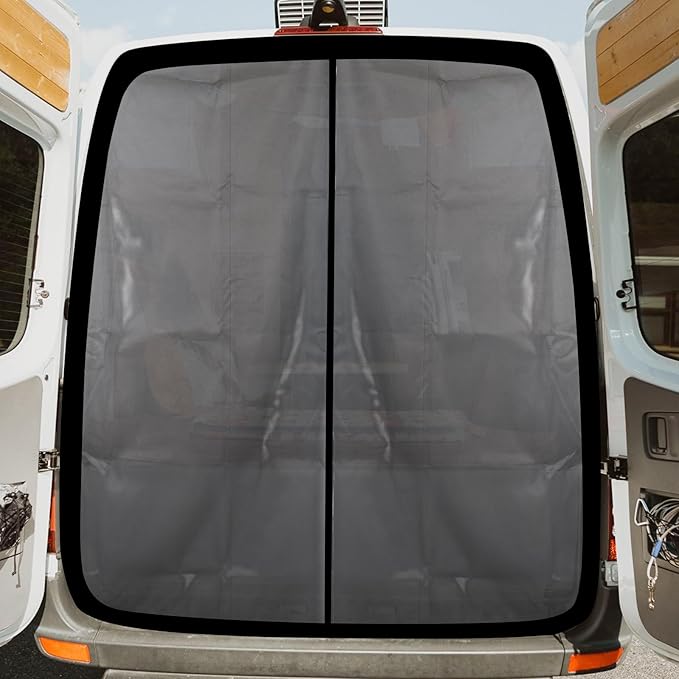65''H x 65''W Van Bug Screen Universal Size Rear Door Window Covers with Magnetic Closure Car Window Screens for Camping Fits Standard Roof Mercedes Sprinter Ford Transit and RAM Promaster