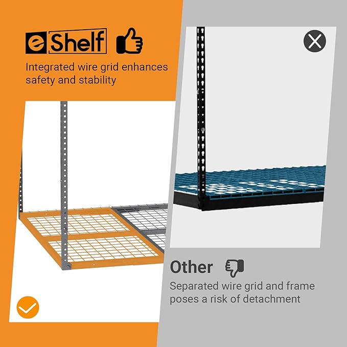 4ftx8ft Overhead Garage Storage Rack, Heavy-Duty Metal Garage Ceiling Storage Rack, 22''-40" Adjustable Ceiling Drop-Down, 600 lb. Loading Weight Capacity, Hammertone