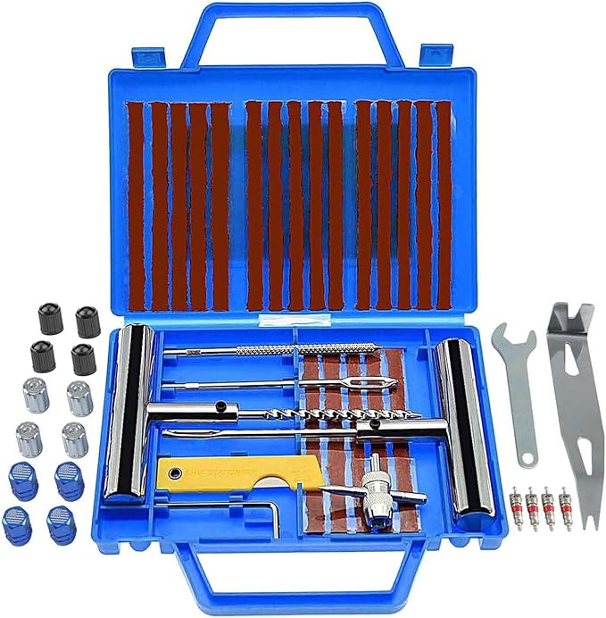 Tire Repair Kit,46pcs Heavy Duty Tire Plug Kit, with Universal Tire Patch Kit to Plug Flats for Car/Motorcycle/Truck/Tractor/Trailer/RV/ATV