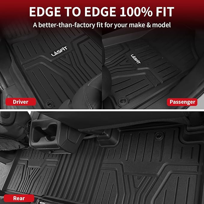 LASFIT Floor Mats & Trunk Mat for Honda Odyssey 2026 2025 2024 2023 2022 2021 2020 2019 2018 Mini Passenger Van, All Weather TPE Car Floor Liners-1st & 2nd & 3rd Row & Cargo Mat Full Set
