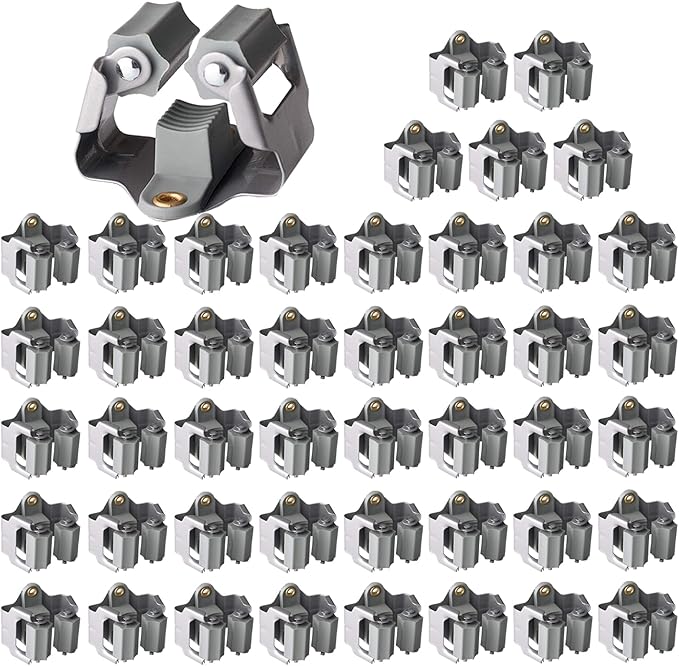 3-H 45 Pack Mop and Broom Holder Wall Mount Big Size Hanging 1 KG Extra,Broom Hanger Wall Mount for Hanging and Organizing Shove Rake Yard Tools in Shed Kitchen Laundry Room Bathroom Garden(grey)