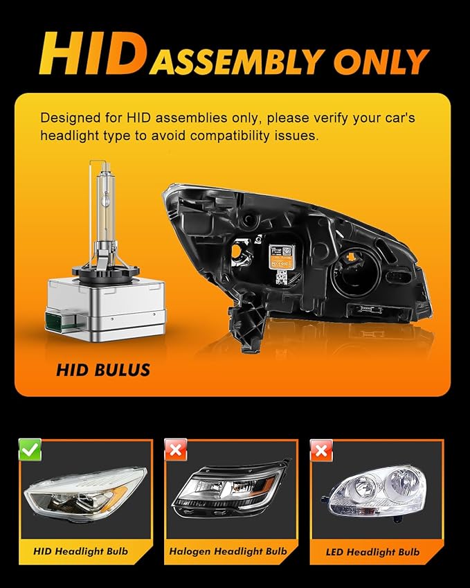 D3S Xenon HID Headlights Bulbs, 400% Enhanced Brightness, 6000K 35W Cool White High/Low Beam, Replacement 66340 42403 42302, IP68 with Metal Base, Plug and Play, Pack of 2