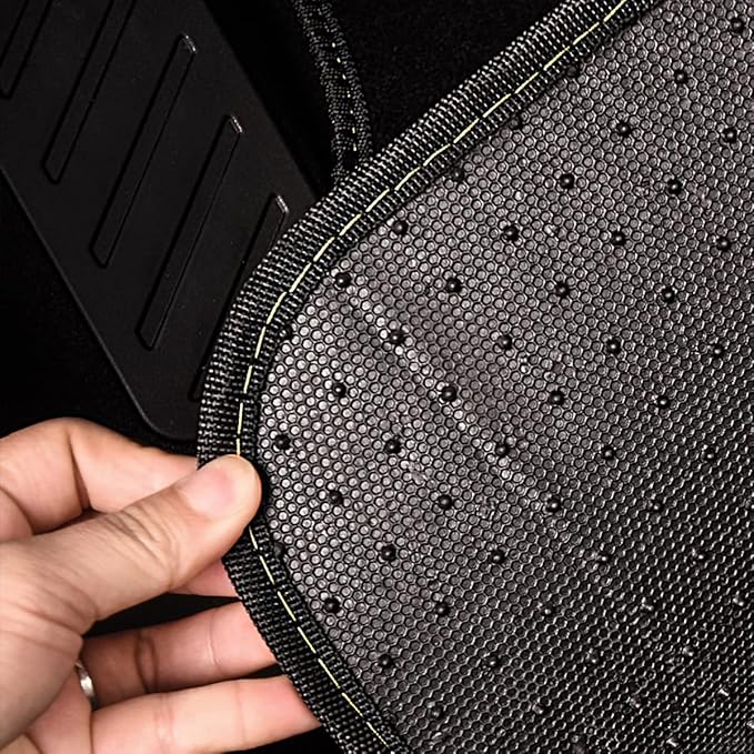 CAR PASS Waterproof Universal Fit Car Floor Mats, Faux Leather Car Carpet Mats, Black Car Mats with Anti-Slip Nibbs Backing & Driver Heel Pad Fit for SUV,Vans,sedans, Trucks,Set of 4pcs(All Black)