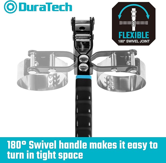 DURATECH Standard Swivel Oil Filter Wrench, Oil Filter Removal Tool, Fits Filters 3-1/4" - 3-7/8", Perfect for Car Repair Tools
