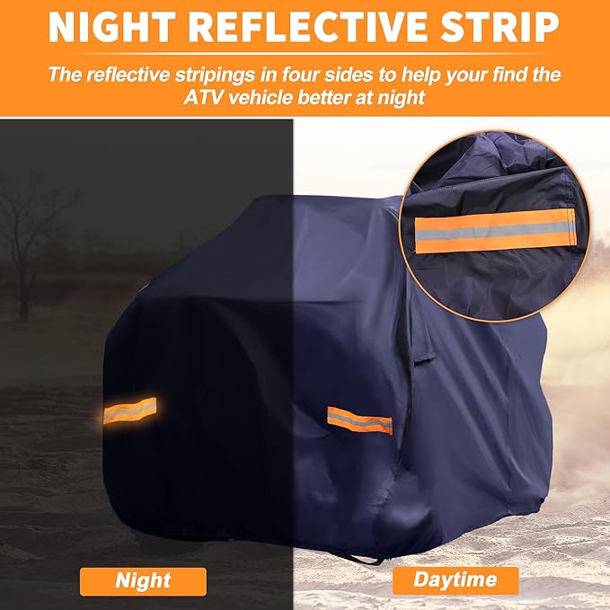X AUTOHAUX ATV Cover for Can-am Outlander MAX XT DPS/XT-P 4 Wheelers Quad Cover for Can-am Outlander MAX Limited Sun Rain Storage Protection 210D-PU Navy Blue 245x122x135cm