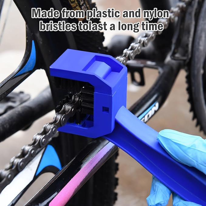 Bike or Motorcycle Chain Washer, Cleaning Brush 2 Pcs (Color, Blue and Red)