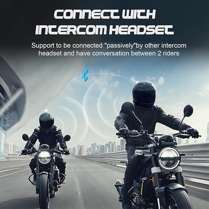 FreedConn F1 Motorcycle Helmet Bluetooth Headset with CVC Noise Cancellation, Stereo Music, Bluetooth 5.2, IP65 for Motorcycle Touring, Snowmobile/ATV