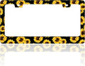 Sunflowers License Plate Frame Yellow Flowers Stainless Steel License Plate Holder for Front or Rear Car Tags Funny for Car Decoration Accessories with Screws 6.3 X 12.2 in for Women Men
