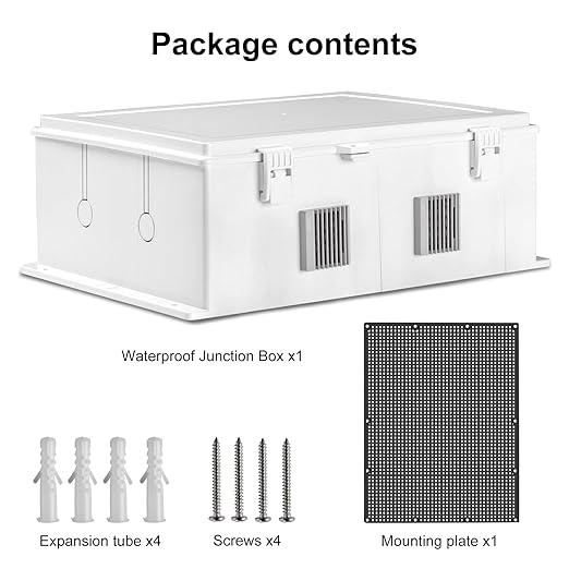 Outdoor Electrical Junction Box, ABS Water Resistant Enclosure with Internal Mounting Panel & Hinged Cover (18.1" H* 12.6" L* 6.3" W)