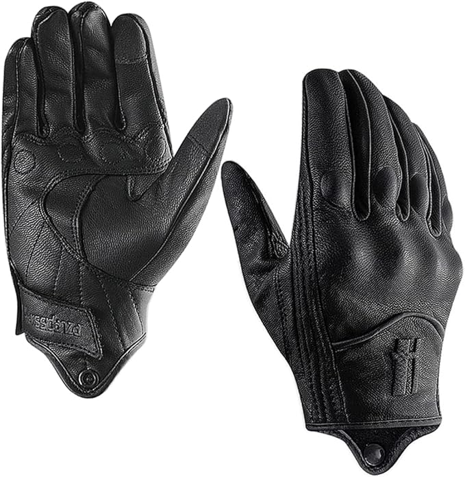 Harssidanzar Women's Motorcycle Gloves,Leather Motorcycle Gloves, Motorbike Gloves, Road Racing, Cycling, Climbing, Powersports Gloves Touchscreen GL016