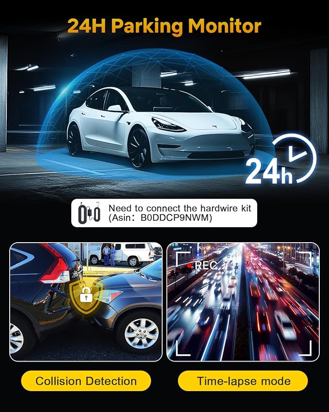 GKU Dash Cam Front and Rear, 4K 60fps＋2.5K Dashcam,STARVIS Sensor, HDR, 5G WiFi GPS, 24H Parking Mode, Night Vision, 170°Wide Angle, Dash Camera for Cars with 1.47 Display, 64G SDcard (Black)