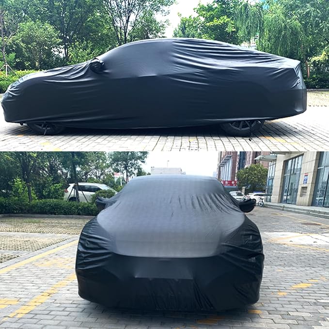PU Leather Car Cover Waterproof All Weather, Waterproof Car Cover Fit for C-orvette C8 2020-2025 Stretch Heavy Duty Outdoor Car Covers Compatible with Rear High Wing Spoiler C8 Accessories