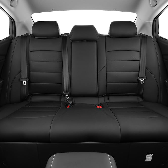 coverdream Leather Seat Covers Custom Fit for 2025 Toyota Camry (Hybrid) LE,SE,Fully Covered,Airbag Compatible Waterproof Car Seat Protector (Full Set,Black)
