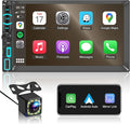 7" Wireless Double Din Car Stereo Apple Carplay Radio Screen for Car Audio Receivers, Bluetooth Car Play Android Auto Touchscreen, Mirror Link, Backup Camera, SWC, AM/FM, AirPlay, Type-C