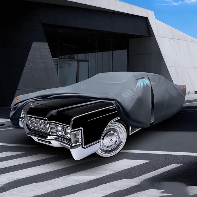 Waterproof Lincoln Continental(1988-2002) Car Cover with Breathable Vents, [2025 Upgrade] Premium Covers with Cotton Liner and Zipper Door, Sun Rain Snow Dust Uv Protection.(Gift with Towel)