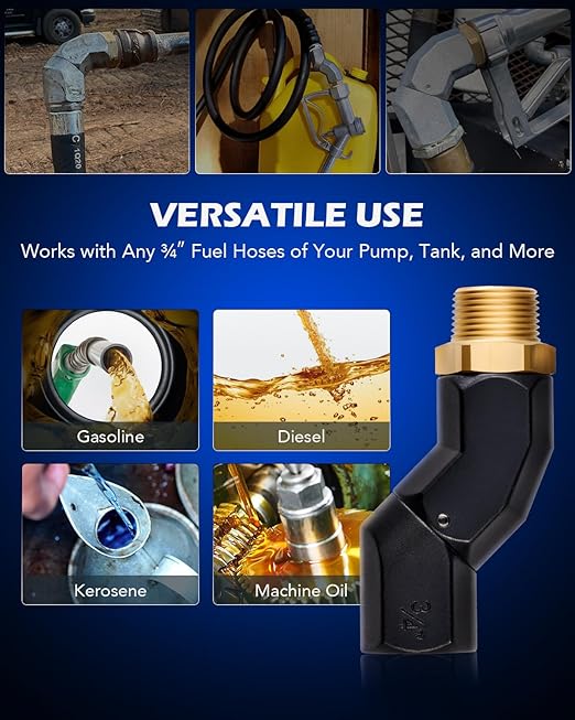 Orion Motor Tech Fuel Hose Nozzle Swivel, 3/4" Dual NPT Threads Fuel Transfer Swivel Multi Plane 360 Rotating Fuel Tank Fuel hose Connector for Fuel Pump Hose Nozzle Transfer Diesel Gasoline Kerosene