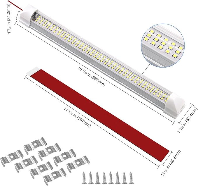 12v LED Interior Light Bar | 108LEDs 1600LM 6W DC 12 Volt led Strip Lights Enclosed Trailer Lights Fixture for Camper Truck Van RV Trailer Cargo Cabient Lights Fixture Motorhome Lorry (4Pack)