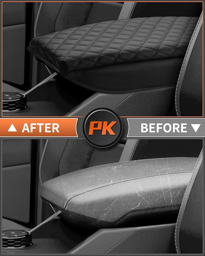 Shademax Center Console Cover for Ford Ranger 2024 2025 2026 Accessories, Ranger Armrest Cover Cushion Pad Middle Console Cover Armrest Seat Box Protector PU Leather Anti-Scratch Black