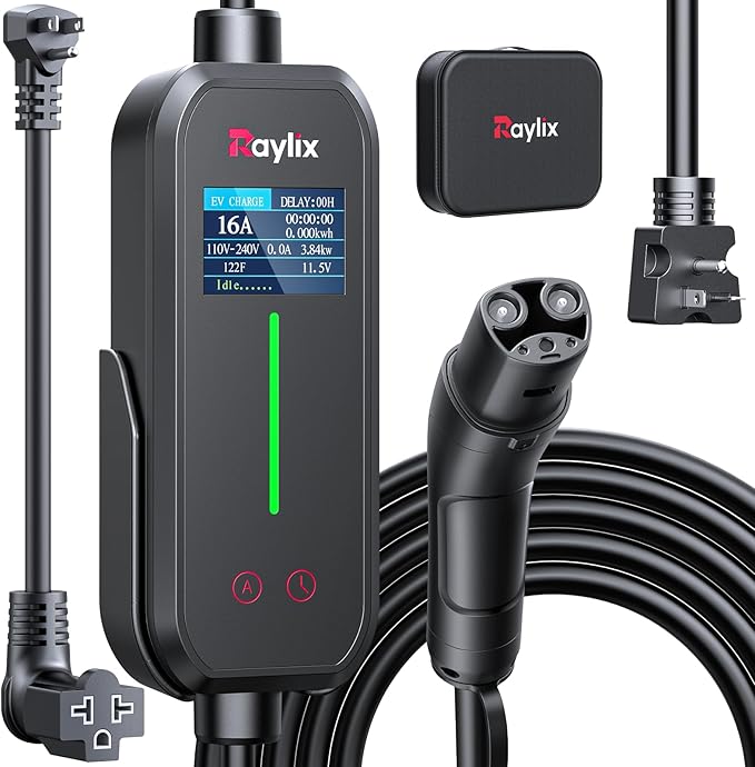 16A Level 1&2 Tesla Charger [Adjustable Current, Delay Charge & Smart Display] Tesla Mobile/Home Charger with 21 ft Cable, Mobile Connector for Model X/Y/3/S/Cybertruck, NEMA 6-20/5-15 Plug, 110-240V
