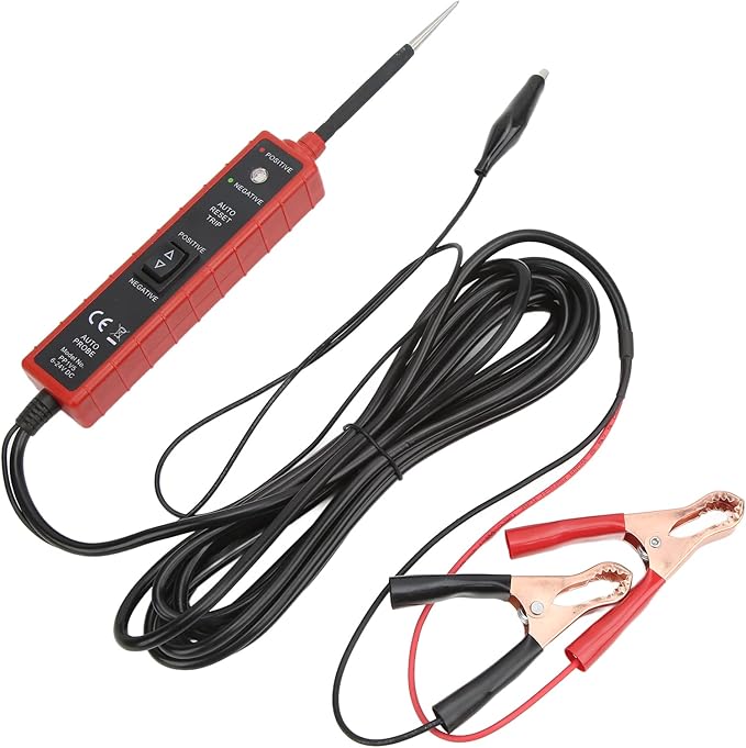 Power Circuit Probe Tester, 6-24V DC Circuit Tester, Test Light Automotive Short Circuit Located, Polarity Identify with LED Light Overload Protection