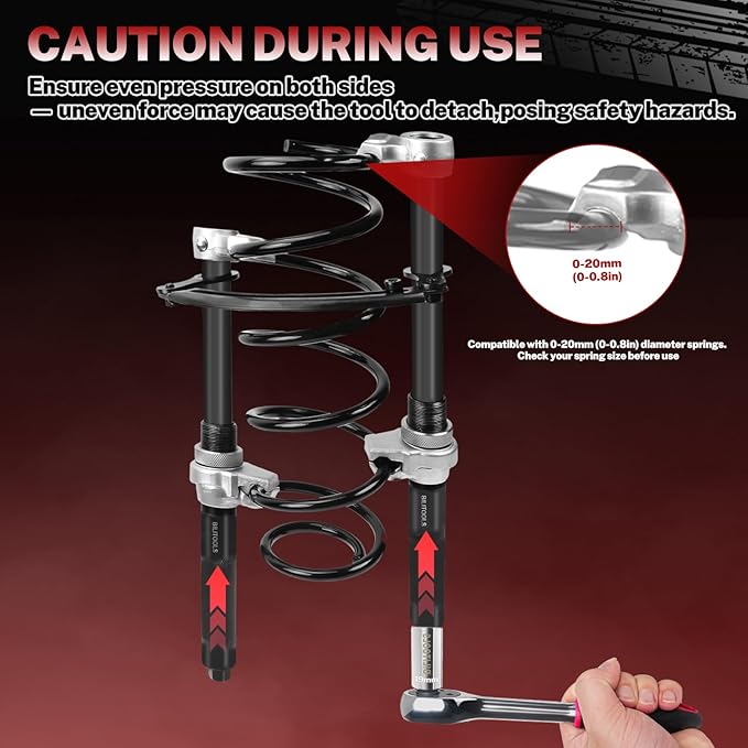 BILITOOLS 2-Piece Coil Spring Compressor Tool Heavy Duty Macpherson Strut Spring Compression Set with Safety Jaws and Holder, Max Load.2645LB